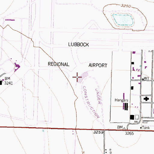 Topographic Map of Lubbock Preston Smith International Airport, TX