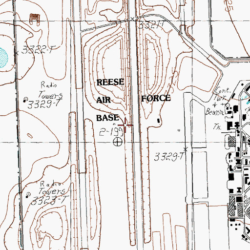 Topographic Map of Reese Air Force Base (historical), TX