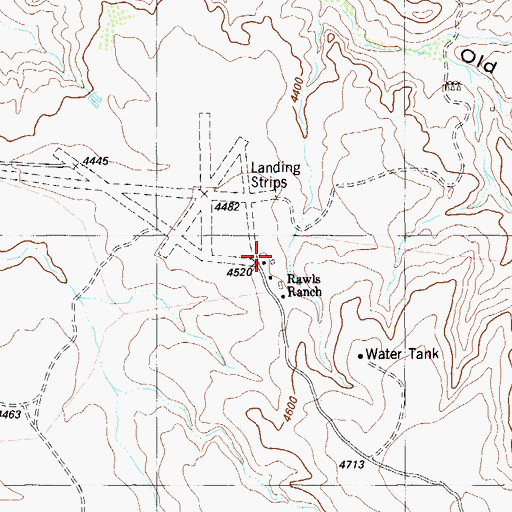 Topographic Map of Rawls Ranch Airport, TX