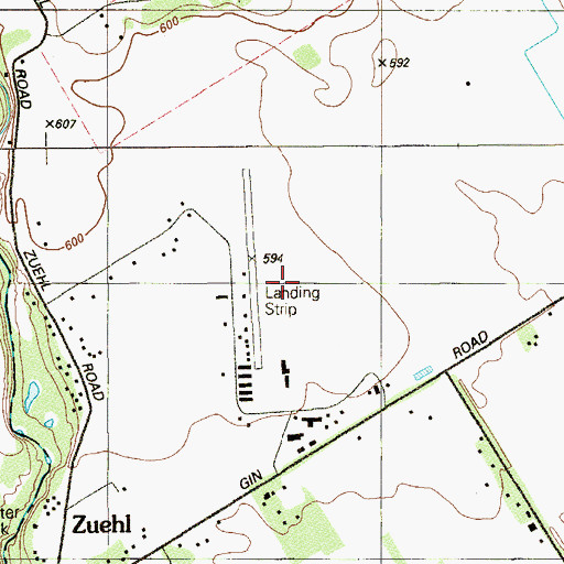 Topographic Map of Zuehl Airport, TX