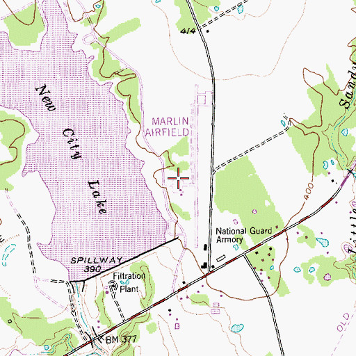 Topographic Map of Marlin Airport, TX