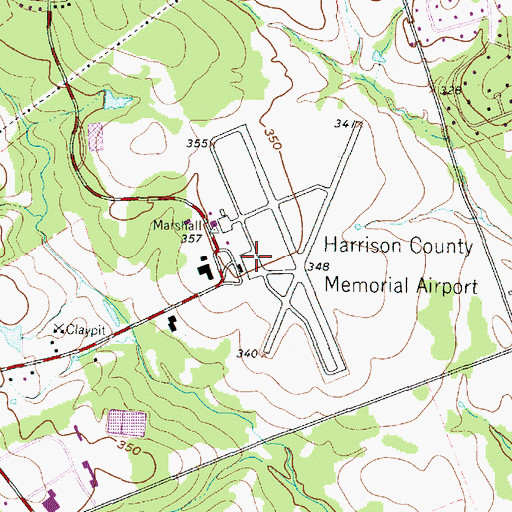 Topographic Map of Harrison County Airport, TX