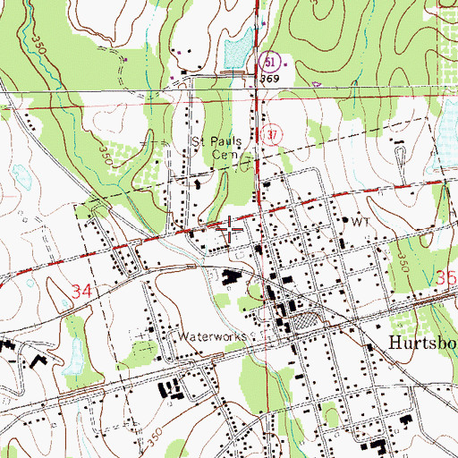 Topographic Map of Hurtsboro Cemetery, AL
