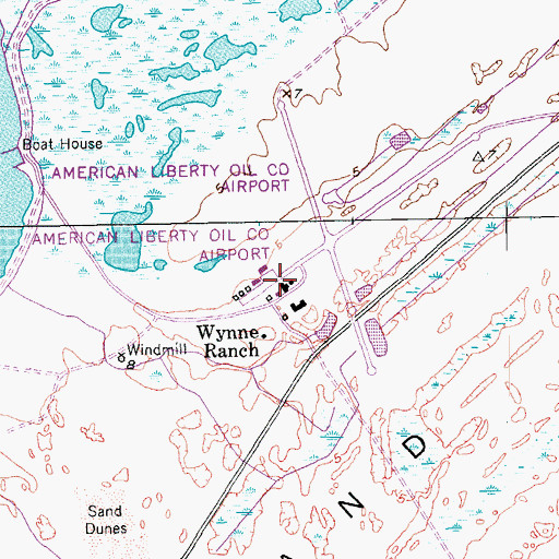 Topographic Map of Aransas National Wildlife Refuge Airport (historical), TX