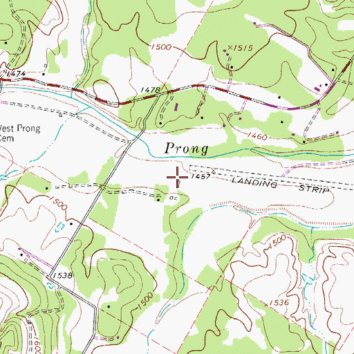 Topographic Map of Cinco B Ranch Airport, TX