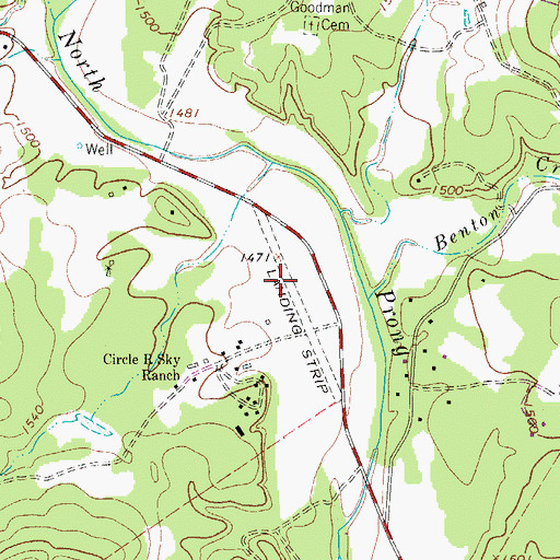Topographic Map of Circle R Resort Ranch Airport (historical), TX