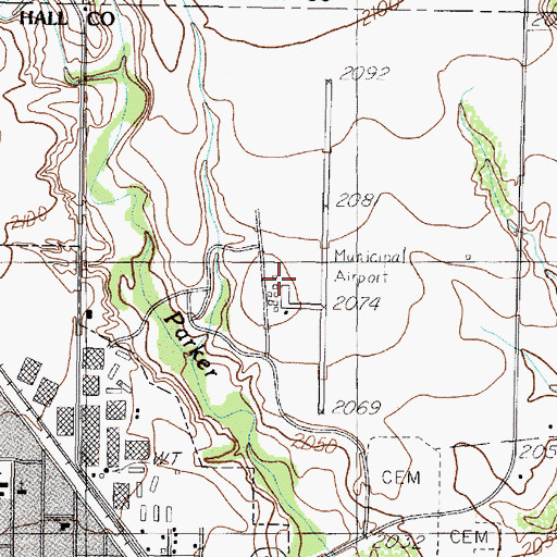 Topographic Map of Memphis Municipal Airport, TX