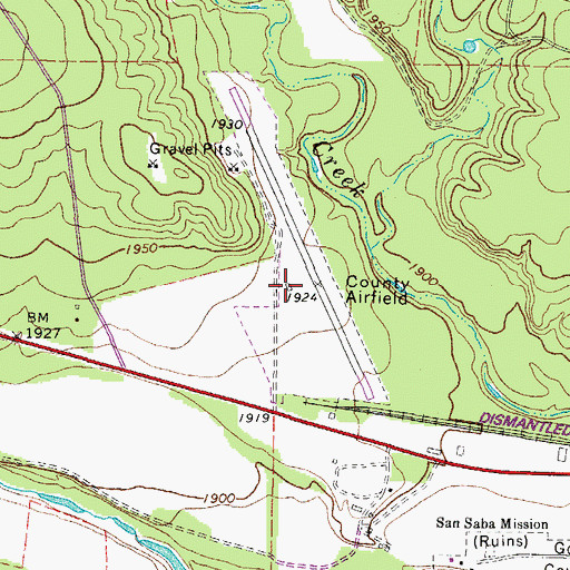 Topographic Map of Menard County Airport, TX