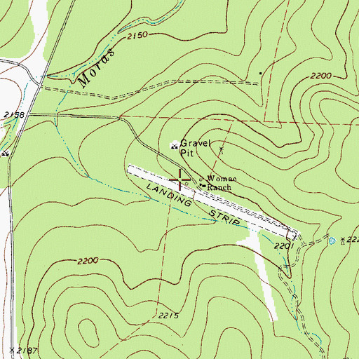 Topographic Map of Womack Ranch Airport, TX