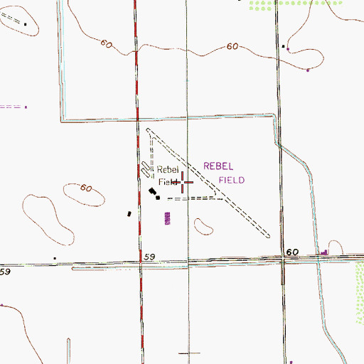 Topographic Map of Old Reb Airport, TX