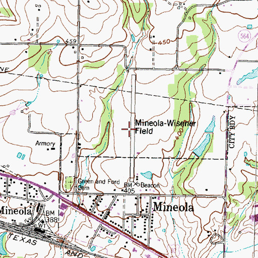 Topographic Map of Mineola Wisener Field, TX