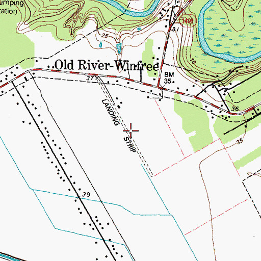 Topographic Map of Slack Airport, TX