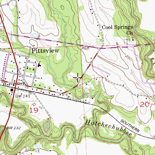 Topographic Map of Pittsview Cemetery, AL