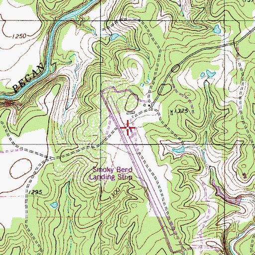 Topographic Map of Smoky Bend Airport, TX