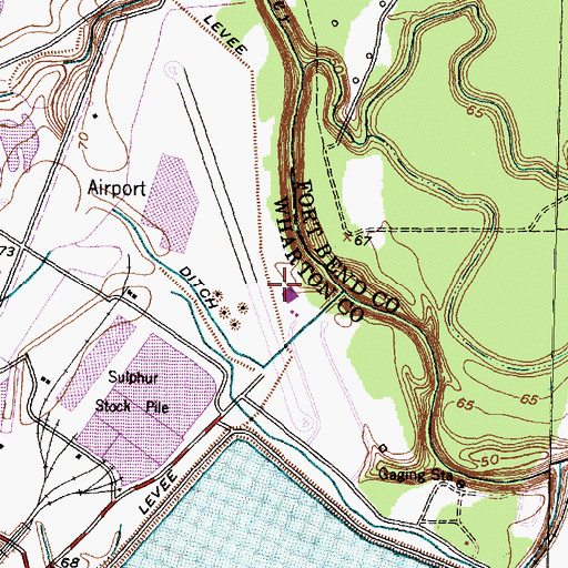 Topographic Map of New Gulf Airport, TX