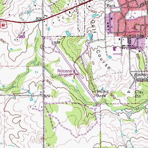 Topographic Map of Nocona Airport (historical), TX