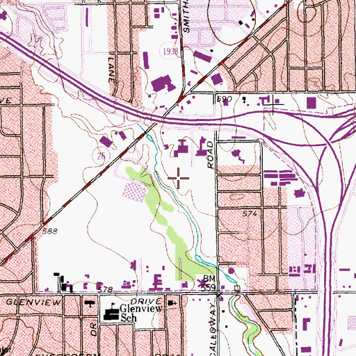 Topographic Map of North Hills Medical Center Heliport, TX