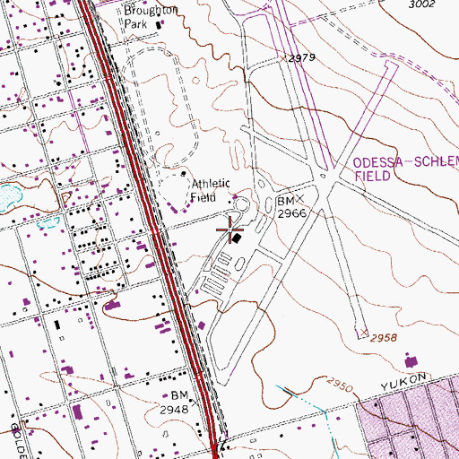 Topographic Map of Odessa-Schlemeyer Field, TX