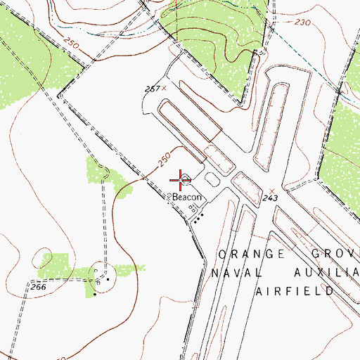 Topographic Map of Orange Grove Naval Auxiliary Field, TX