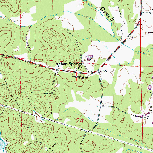 Topographic Map of Arbor Springs Cemetery, AL
