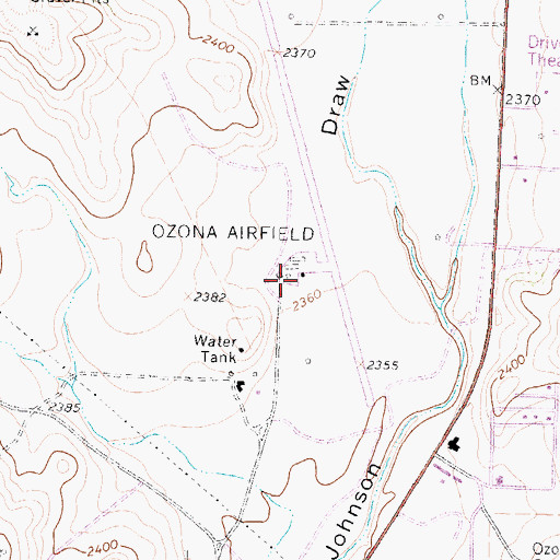 Topographic Map of Ozona Municipal Airport, TX