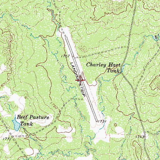 Topographic Map of Triangle Ranch Airport (historical), TX