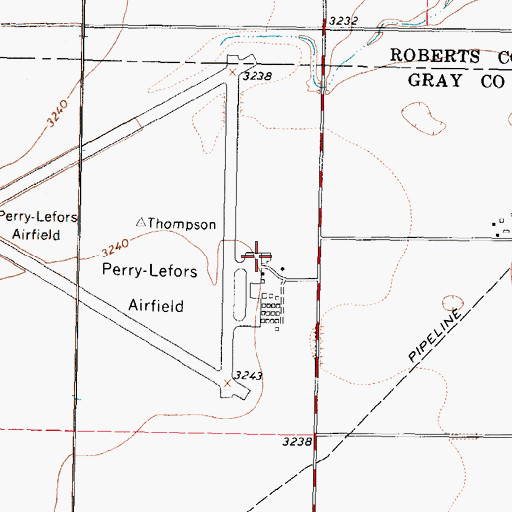 Topographic Map of Perry Lefors Field, TX