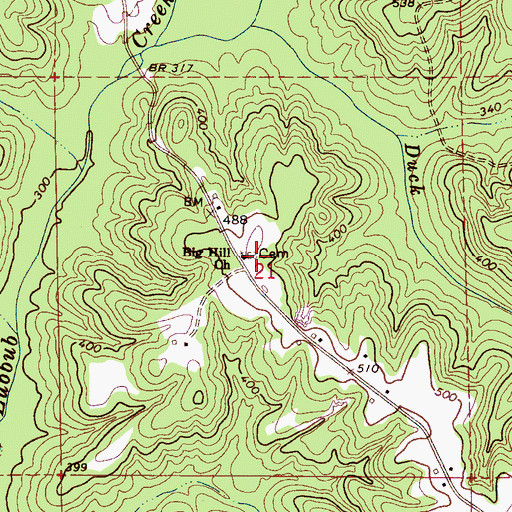 Topographic Map of Big Hill Cemetery, AL