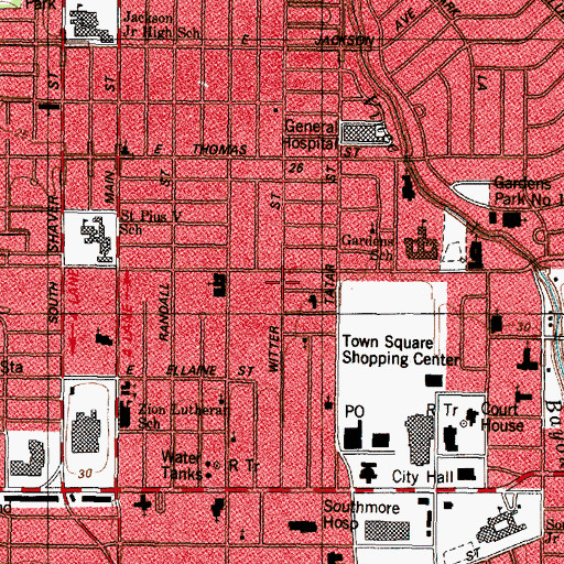Topographic Map of Pasadena Post Office Heliport, TX