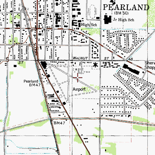 Topographic Map of Pearland Heliport, TX