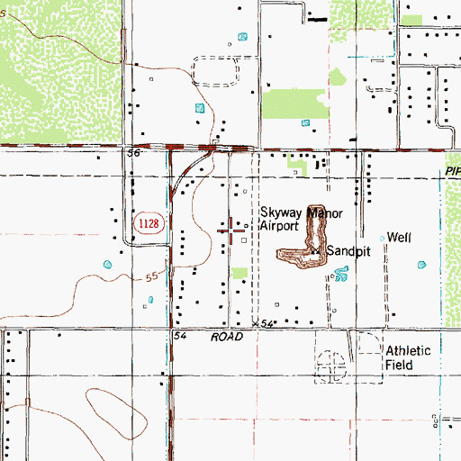 Topographic Map of Skyway Manor Airport, TX