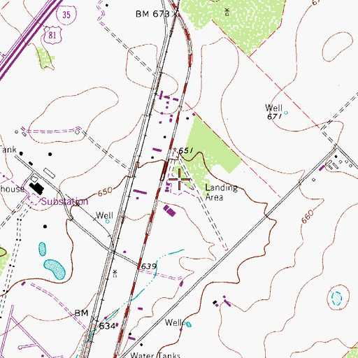 Topographic Map of Agricultural Supplies Airport, TX