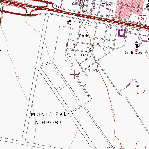 Topographic Map of Pecos Municipal Airport, TX