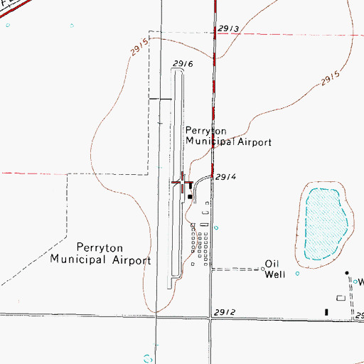 Topographic Map of Perryton Ochiltree County Airport, TX
