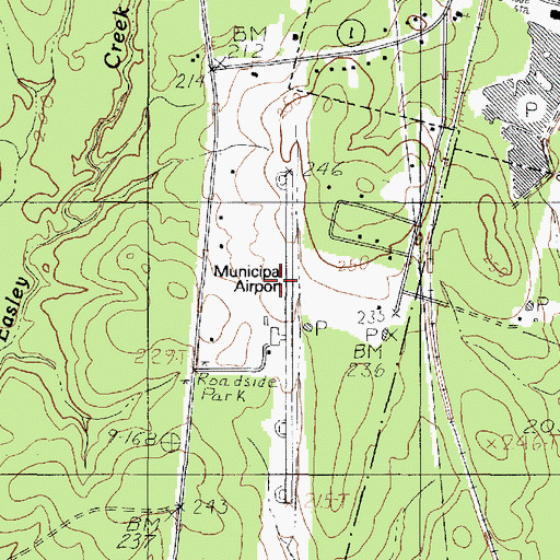 Topographic Map of Pineland Municipal Airport, TX