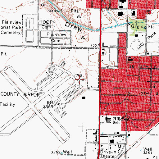 Topographic Map of Hale County Airport, TX