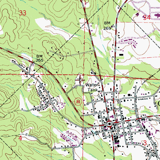 Topographic Map of Carrollton Cemetery, AL