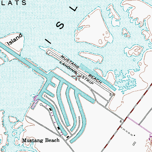 Topographic Map of Mustang Beach Airport, TX
