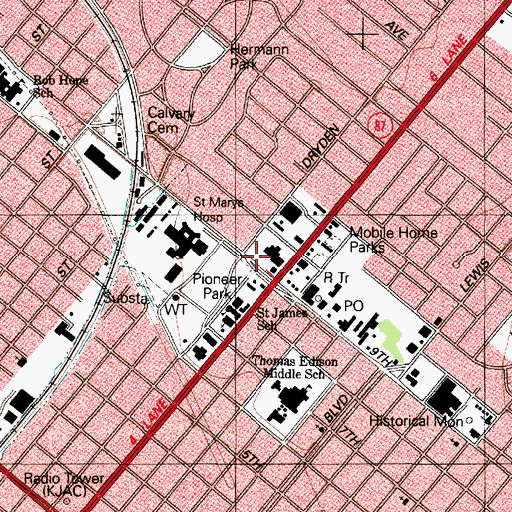 Topographic Map of Saint Mary Hospital of Port Arthur Heliport, TX