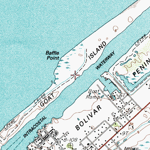 Topographic Map of Houston Oil and Minerals Port Bolivar Number 2 Heliport, TX