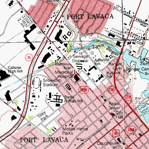 Topographic Map of Memorial Medical Center Heliport, TX