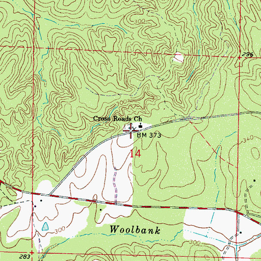Topographic Map of Crossroads Cemetery, AL