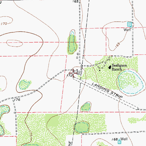 Topographic Map of Seeligson Ranch Airport, TX