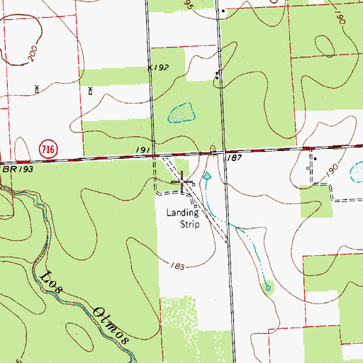 Topographic Map of Weeks Airport, TX
