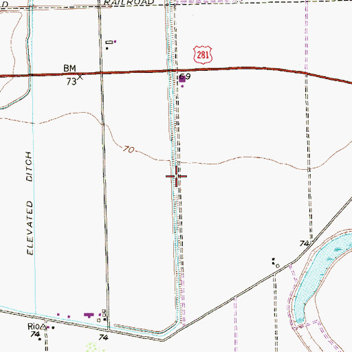 Topographic Map of Progreso Airport, TX