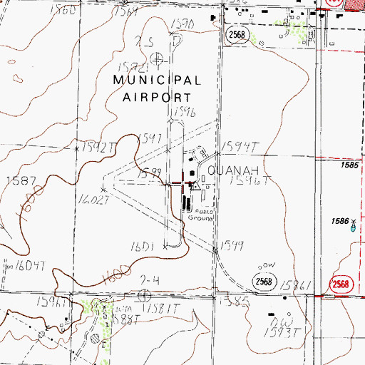Topographic Map of Quanah Municipal Airport, TX