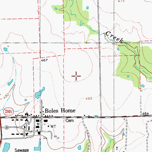 Topographic Map of Rockin M Airport, TX