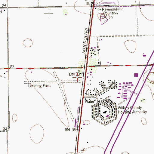 Topographic Map of Bell Airfield, TX