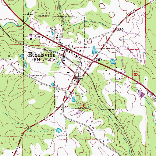 Topographic Map of Ethelsville Baptist Church, AL