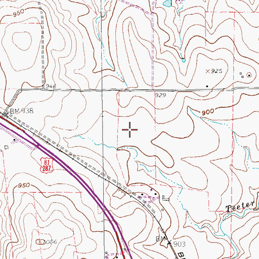 Topographic Map of Rhome Meadows Airport, TX